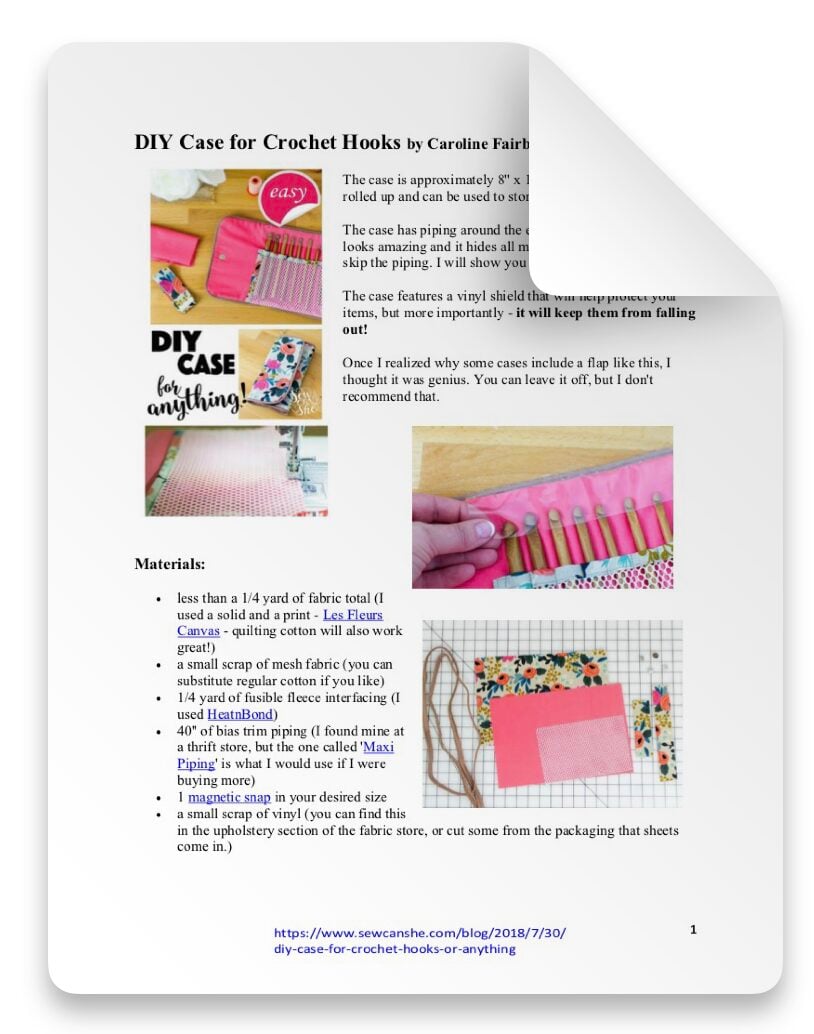 DIY CASE FOR CROCHET HOOKS SEWING PATTERN